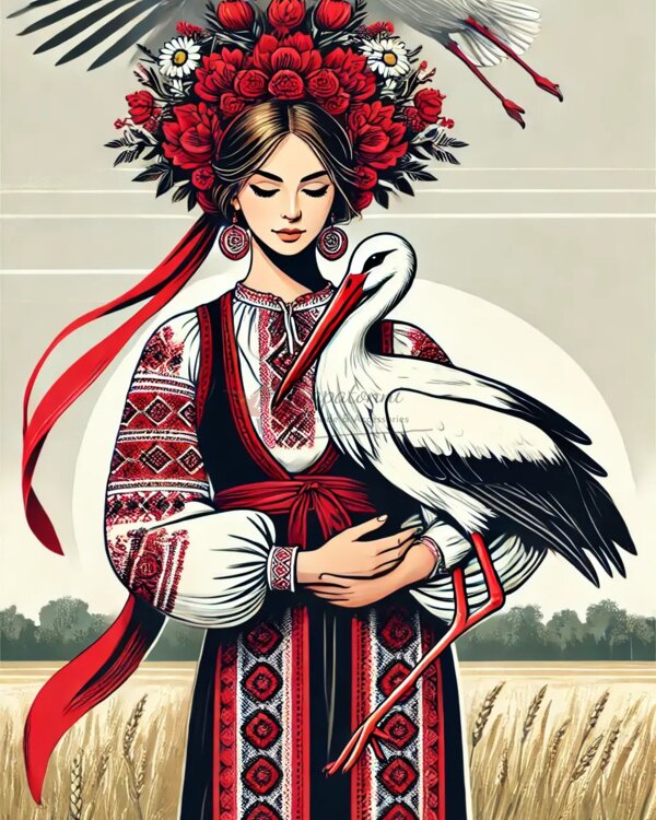 Принт ШІ з лелеками