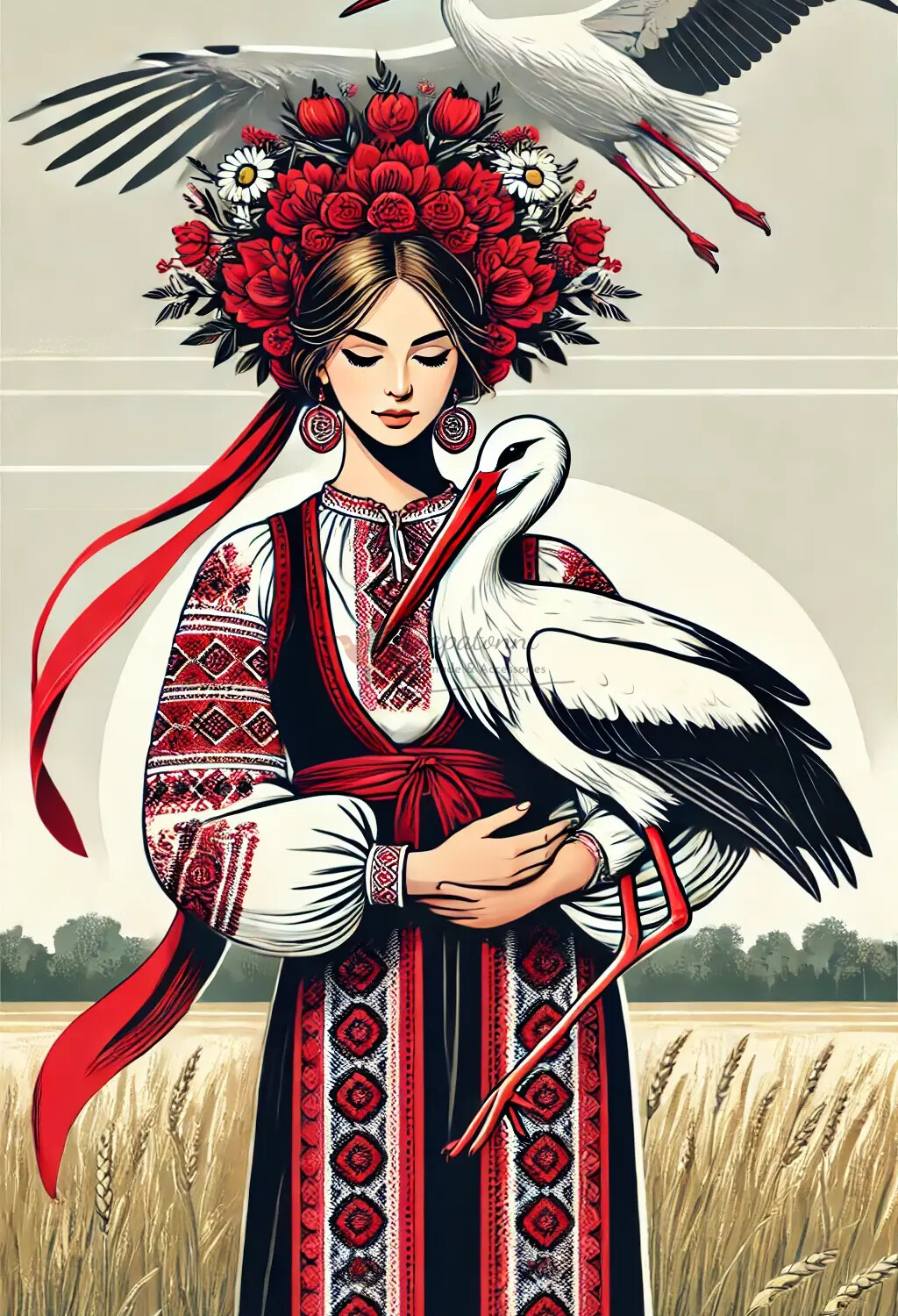 Принт ШІ з лелеками